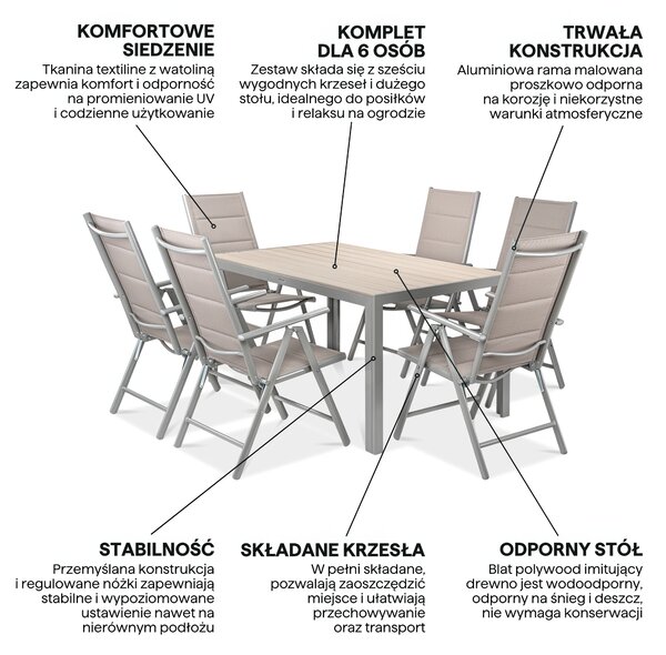 Zestaw ogrodowy SYDNEY Silver/Taupe