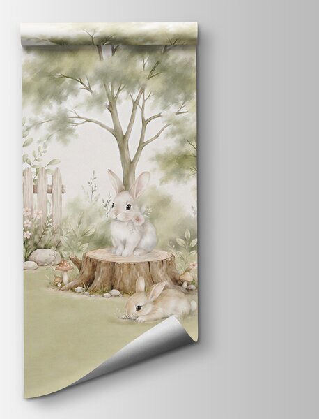 Fototapeta Obraz przedstawiający króliki w ogrodzie, Fototapety z zwierzętami, Popularne Fototapety, t00987 - Tapeko.pl