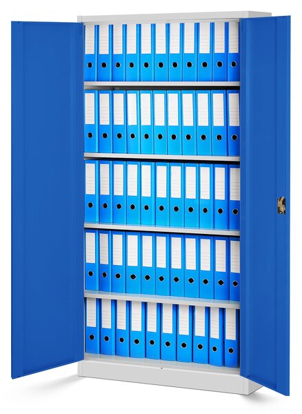 Zestaw 4x biurowa szafa metalowa na akta JAN H, 900 x 1950 x 400 mm, szaro-niebieska