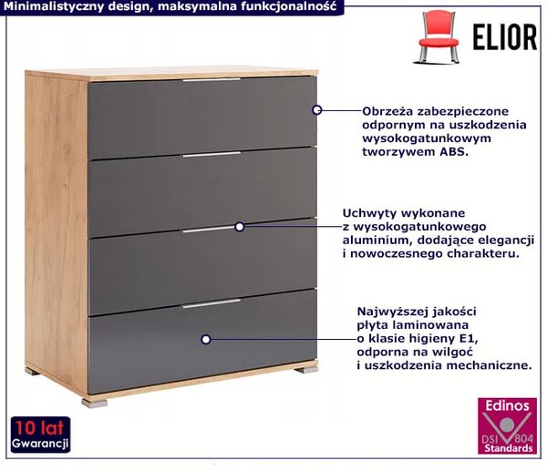 Komoda z 4 szufladami dąb craft + lava mat F7-S94