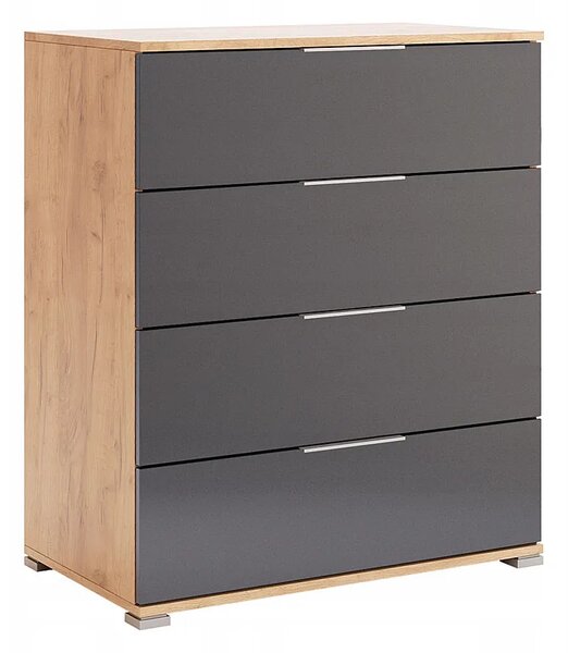 Komoda z 4 szufladami dąb craft + lava mat F7-S94