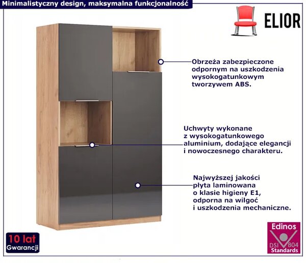 Nowoczesny półotwarty regał dąc craft + lava mat L4-A69