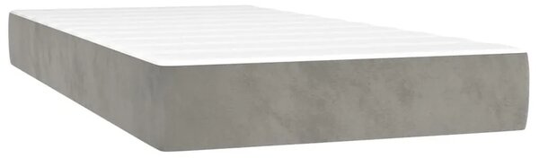 Jasnoszare tapicerowane łóżko z materacem 90x200 F1-Z49