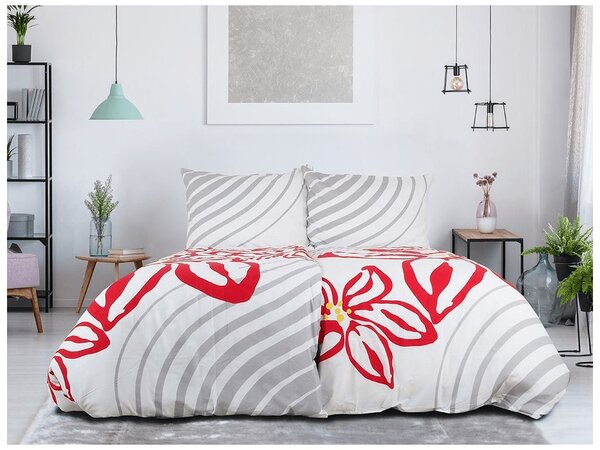 Bawełniana pościel FLOERIC jasnoszara Rozmiar pościeli: 70 x 90 cm | 140 x 200 cm