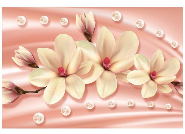Tapeta luksusowa magnolia z perłami