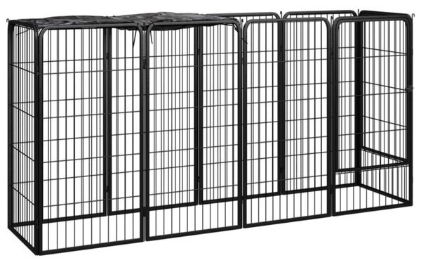 Kojec dla psa, 10 paneli, czarny, 50x100 cm, stal