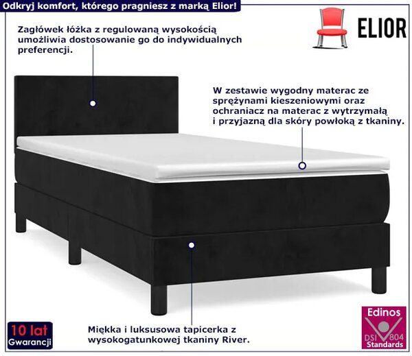 Kontynentalne czarne łóżko z materacem 90x200 L6-P81