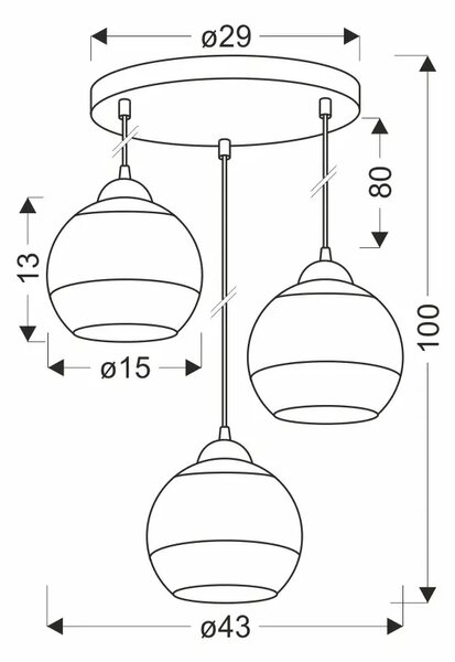 Nowoczesna potrójna lampa wisząca - 3X D237 T7-C26