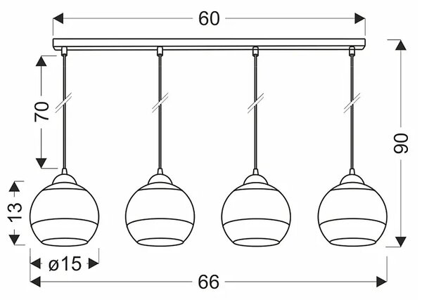 Nowoczesna lampa wisząca z czterema kloszami 3X D239 F2-Z65