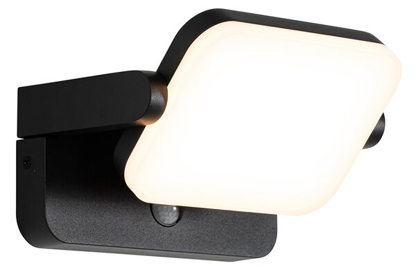 Lampa ścienna zewnętrzna czarna z wbudowanym regulowanym LED z czujnikiem ruchu - Kamile