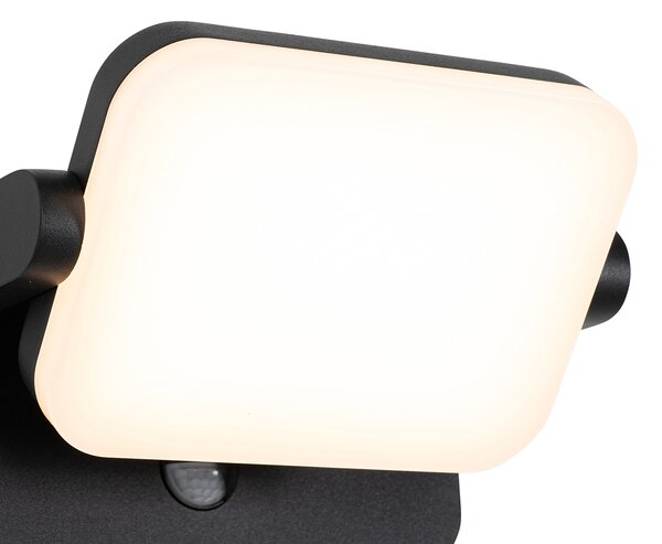 Lampa ścienna zewnętrzna czarna z wbudowanym regulowanym LED z czujnikiem ruchu - Kamile