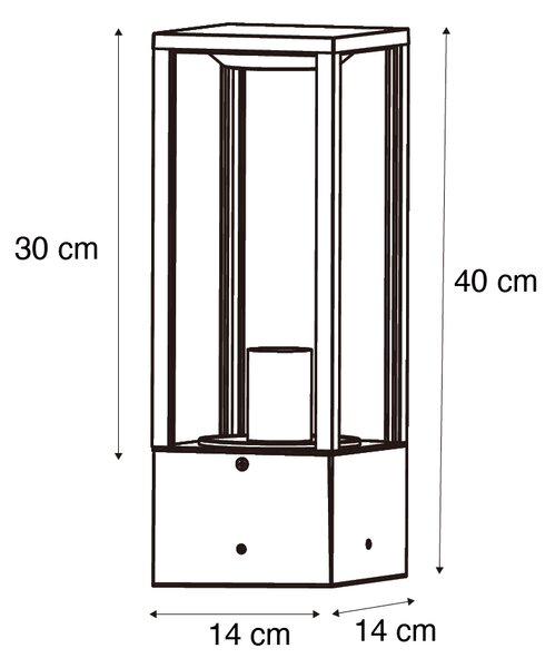 Stojąca lampa zewnętrzna czarna przydymiona 40 cm IP44 - Charlois