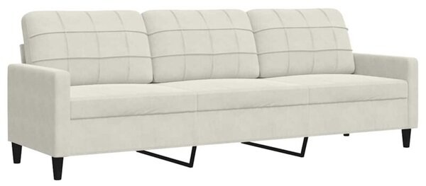 Sofa, 3-osobowa kremowa, 210 cm, tapicerowana aksamitem