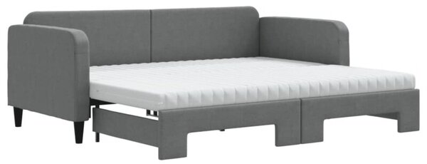 Sofa rozsuwana z materacami, ciemnoszara, 90x200 cm, tkanina