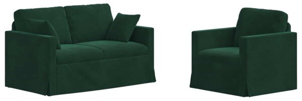 Modularna sofa aksamitna w ciemnej zieleni z czarnymi akcentami
