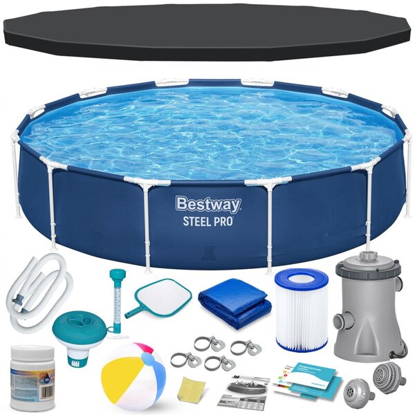 Basen stelażowy Bestway ogrodowy okrągły 366x76cm zestaw 15w1