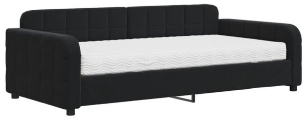 Sofa z materacem do spania, czarna, 100x200 cm, aksamit