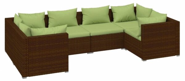 Zestaw Mebli Ogrodowych Komplet Wypoczynkowy Z Poduszkami 6-Częściowy Brązowy Rattan Na Taras Balkon Ogród