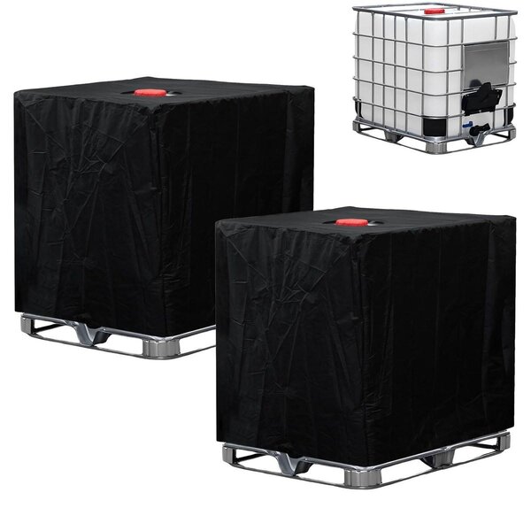 Pokrowiec na zbiornik IBC - 1000 L - Odporny na UV - 120 x 100 x 116 cm - Czarny, zestaw 2 szt. - Do zbiornika IBC 1000 litrów