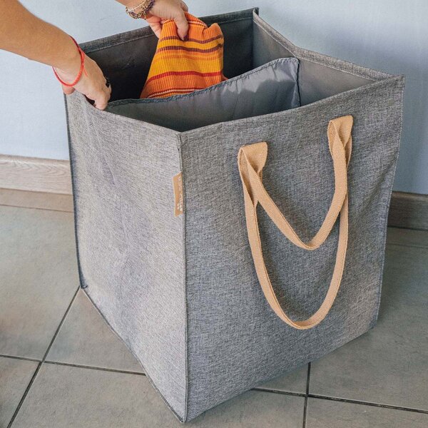 Szary tekstylny kosz na pranie 71 l Laundry Hub Tweed duplo – Rolser