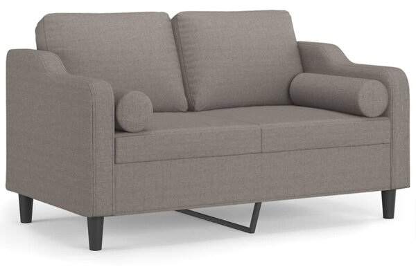 Sofa 2-osobowa z poduszkami, kolor taupe, 120 cm, tkanina