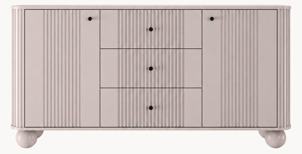 Komoda Vesper 160 cm z szufladami na kulach - kaszmir / czarne uchwyty / nogi kule
