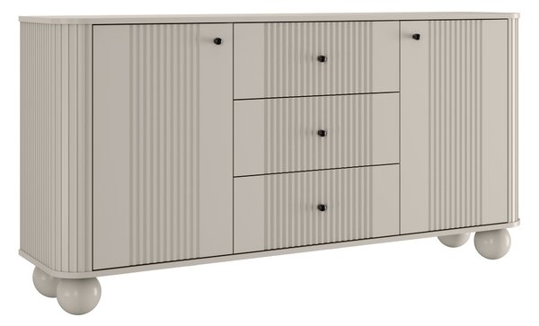 Komoda Vesper 160 cm z szufladami na kulach - kaszmir / czarne uchwyty / nogi kule