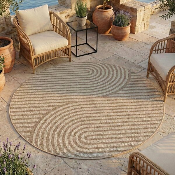 Beżowy okrągły dywan odpowiedni na zewnątrz ø 80 cm Desert 1301 – Ayyildiz Carpets