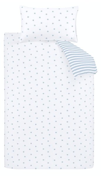 Biało-niebieska bawełniana pościel dziecięca jednoosobowa 135x200 cm Mini Star & Stripes – Bianca