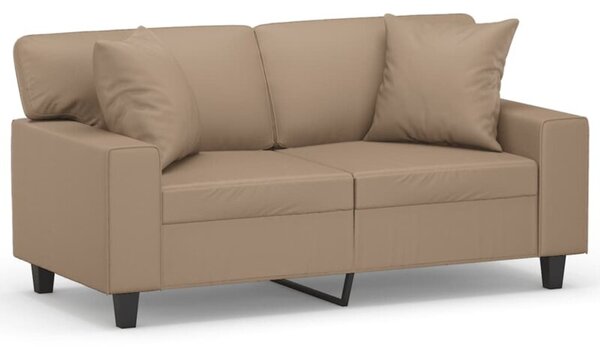 Sofa 2-osobowa z poduszkami, cappuccino, 120 cm, sztuczna skÃ³ra