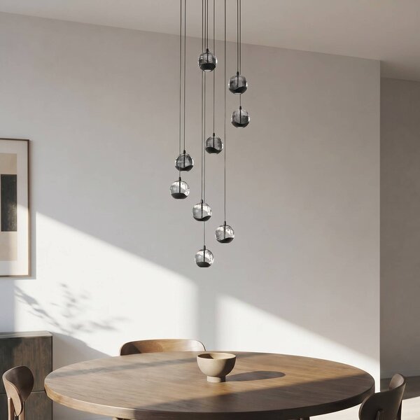 Lampa wisząca szklana Hayley Lucande, przezroczysty / transparentny, salon / jadalnia, szkło, nowoczesny