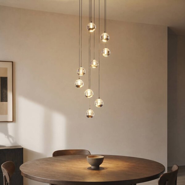Lampa wisząca szklana Hayley Lucande, przezroczysty / transparentny, salon / jadalnia, szkło, nowoczesny