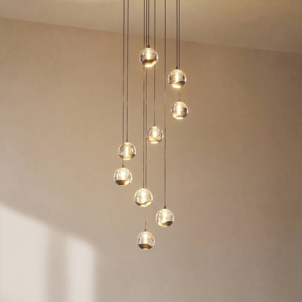 Lampa wisząca szklana Hayley Lucande, przezroczysty / transparentny, salon / jadalnia, szkło, nowoczesny