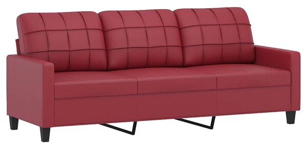 Sofa, 3-osobowa winna czerwieÅ, 180 cm, sztuczna skÃ³ra