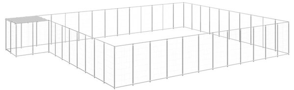Kojec dla psa, srebrny, 37,51 m², stalowy