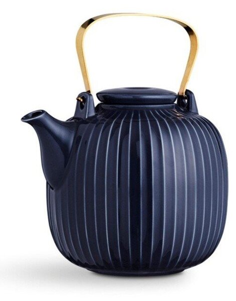 Ciemnoniebieski porcelanowy dzbanek do herbaty Kähler Design Hammershoi, 1,2 l