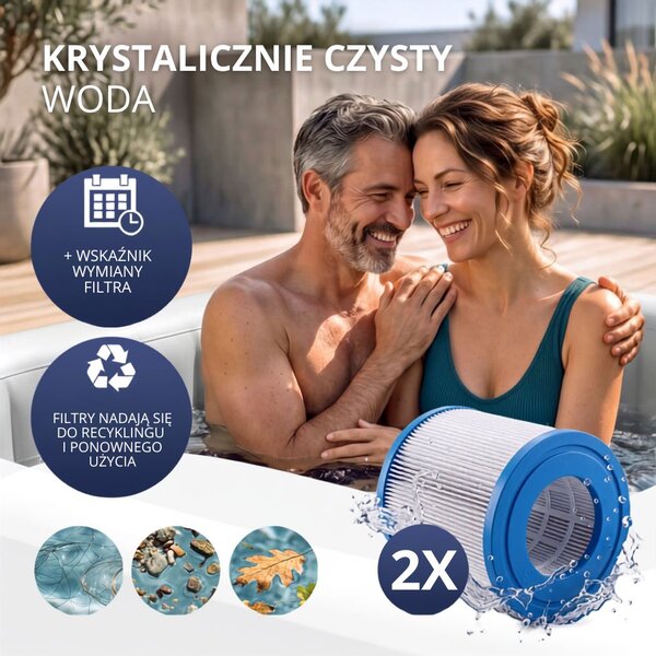 Nadmuchiwane jacuzzi OASIS dla 6 osób, kwadratowe, czarne Casaria