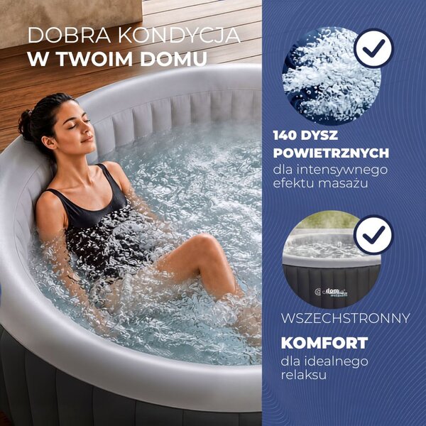 Nadmuchiwane jacuzzi OASIS dla 6 osób, okrągłe, czarne Casaria