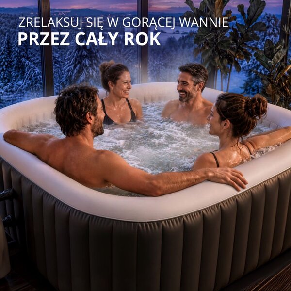 Nadmuchiwane jacuzzi OASIS dla 6 osób, kwadratowe, czarne Casaria