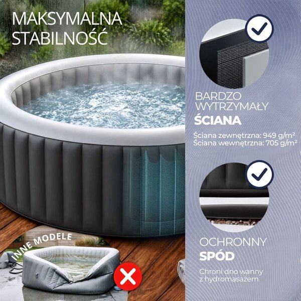 Nadmuchiwane jacuzzi OASIS dla 6 osób, okrągłe, czarne Casaria