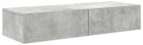 Półka ścienna z szufladami, szarość betonu 100x36x19 cm