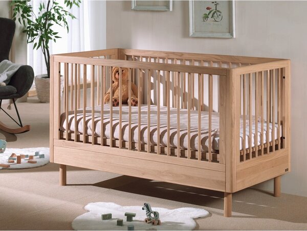 Łóżeczko z litego drewna dębowego 70x140 cm w naturalnym kolorze Forrest – Vipack