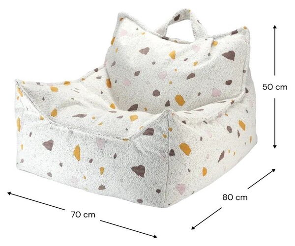 Biały dziecięcy worek do siedzenia z materiału bouclé/z tkaniny szenilowej Terrazzo Chair – Wigiwama