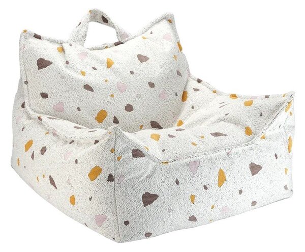 Biały dziecięcy worek do siedzenia z materiału bouclé/z tkaniny szenilowej Terrazzo Chair – Wigiwama