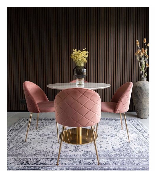 Okrągły stół z blatem w dekorze marmuru ø 90 cm Bolzano – House Nordic