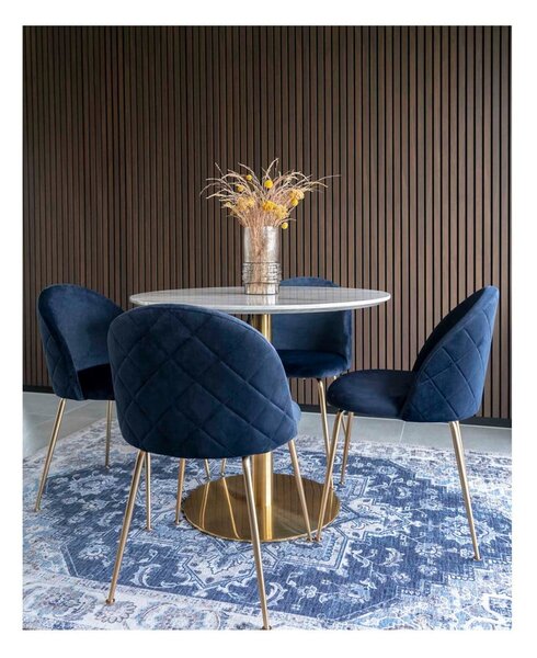 Okrągły stół z blatem w dekorze marmuru ø 90 cm Bolzano – House Nordic