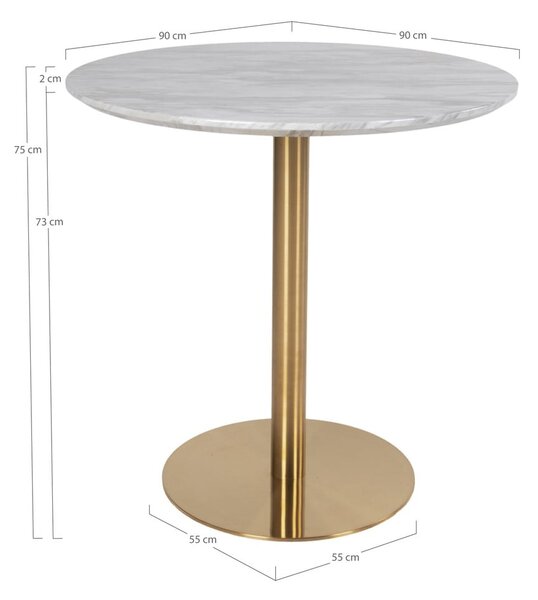 Okrągły stół z blatem w dekorze marmuru ø 90 cm Bolzano – House Nordic
