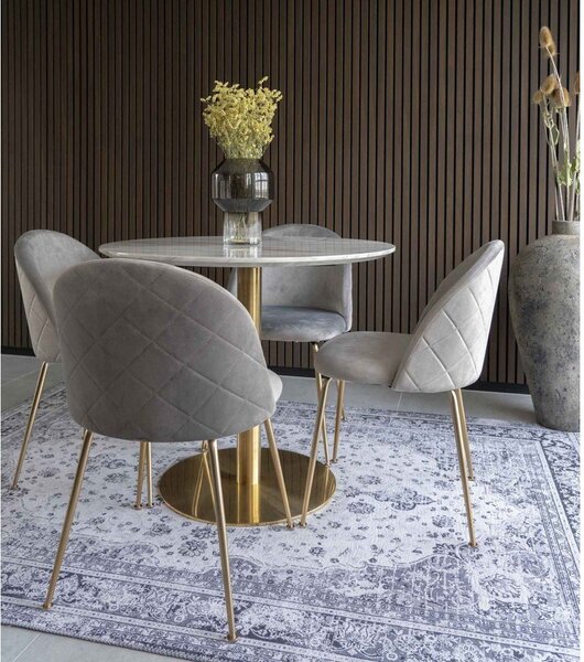 Okrągły stół z blatem w dekorze marmuru ø 90 cm Bolzano – House Nordic