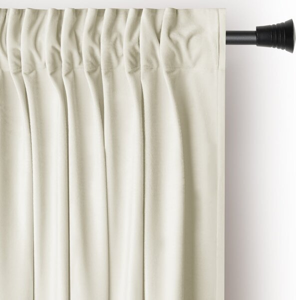 Kremowa aksamitna zasłona częściowo zaciemniająca (dimout) 140x245 cm Pleat – Restilo