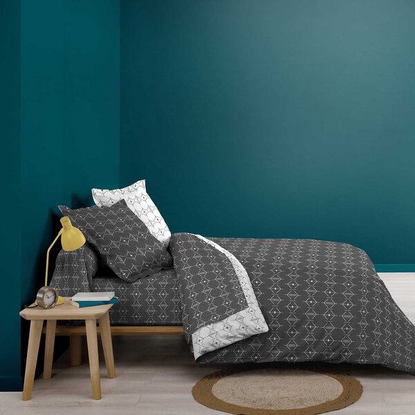 Biała/ciemnoszara bawełniana poszwa na kołdrę dwuosobowa 240x220 cm Aristide – douceur d'intérieur